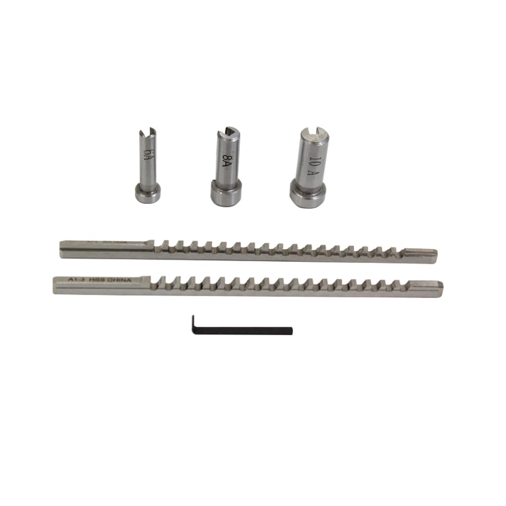 Keyway Broach Sets 6Pcs HSS Metric Industrial Tools for Lathe, Keyway Size A - 2mm, A - 3mm and Collared Bushings 6A, 8A, 10A