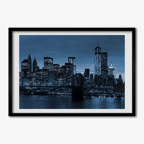 Cadre photo 70x50 cm Tulup avec affiche Nowy Jork de nuit en bois MDF