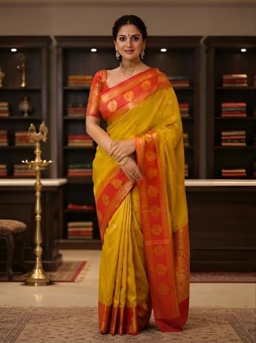 ZHANAKI VASTRA orange mysore silk saree – image 2