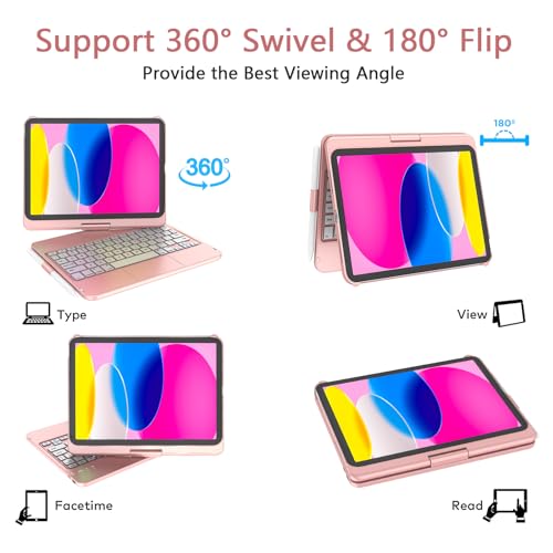 Étui pour iPad 10e génération avec clavier rotatif 360 et pavé tactile