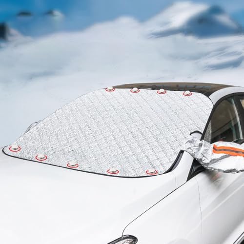 Protector para Parabrisas para Ford Ka Plus+(AB Bj.2016), Protector Parabrisas Coche con 9 Magnético, Nieve Viento y Lluvia con Dos Orejas Antirrobo