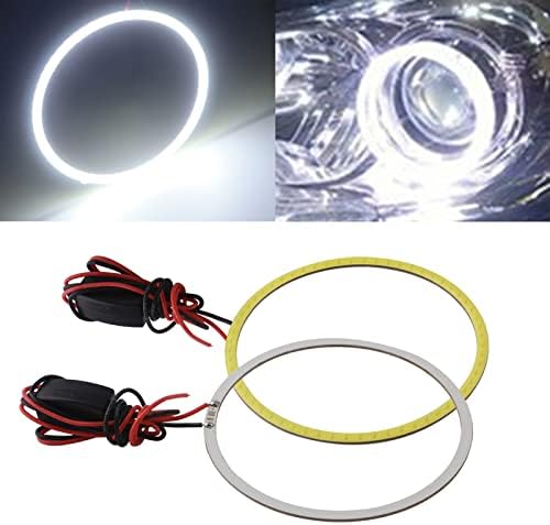 Qasim 70MM Car DRL Angel Eyes Halo Ring Lamp 60SMD Fog Bulbs COB LED Headlight 12V 24V White(Pack of 2PCS)