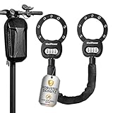 KiwiPower E Scooter Schloss mit Zahlenschloss, 90cm Kettenschloss mit Tasche, Handschellenschloss für E Roller & Fahrrad, Diebstahlschutz ohne Schlüssel
