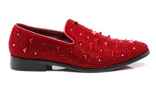 Image of SPK24 Men Vintage Spikes Sparkle Formal Tuxedo Stage Fashion Slip On Loafer Dress Shoes