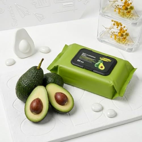 Image of Deep Cleansing Face Wipes, 60 Pcs, Avocado, Men & Women