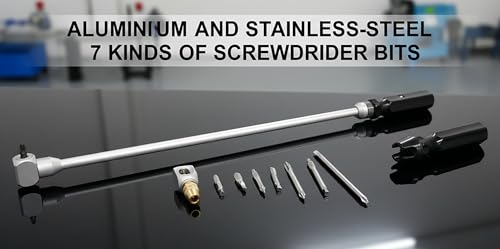 Image of Carburetor Pilot Screw Adjusting Tool Kit 90 Degree Angled Head Carburetor Adjustment Screwdriver Repair Tool with 7 Removable Heads for Carb ATV UTV Snowmobile Motorcycle 19 Inch
