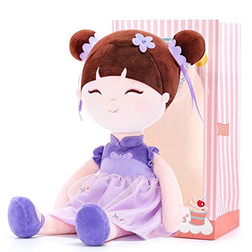 Gloveleya Baby Doll Girl Gifts Soft Chinese Traditional Costume Rag Dolls Crape Myrtle 14"