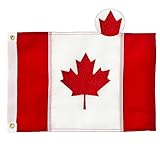 FRF FLAG Canada Flag 12x18 Inch, Embroidered Canadian Flag, 210D Nylon Canada Boat Flag, with 2 Brass Grommets and 4 Rows of Lower Stitches…