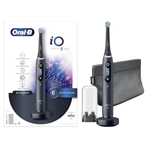Oral-B Special Edition iO - 8 - Spazzolino Elettrico Ricaricabile Di Braun, 1 Spazzolino Nero Esclusivo Con Tecnologia Magnetica Rivoluzionaria, Display A Colori, 1 Testina, 1 Astuccio Magnetico
