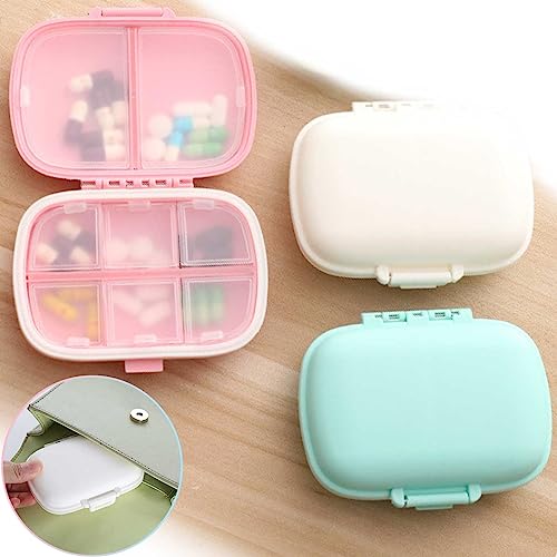 Gen?rico 3 Estojo Porta C?psulas Comprimido Estojo Compacto Rem?dio Uso Pr?tico Di?rio Semanal Viagem (3x Branco) com 8 Compartimentos