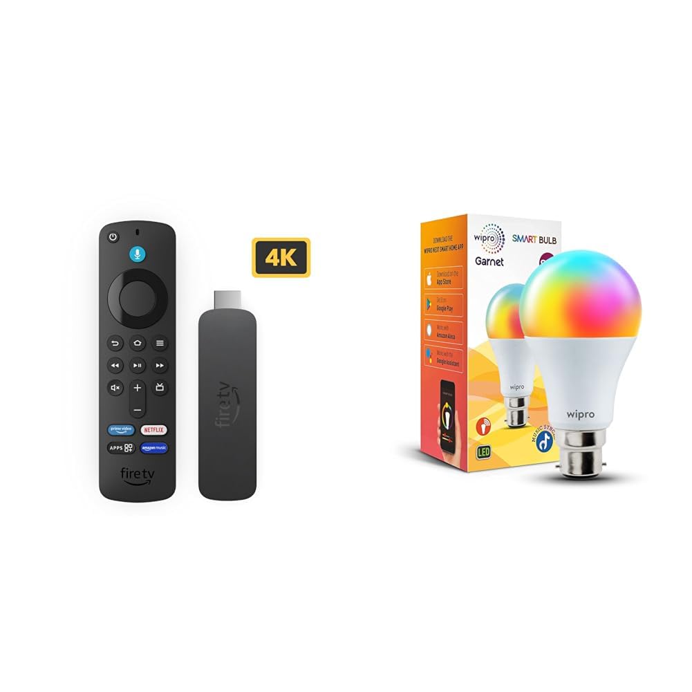Amazon Fire TV Stick 4K Gift twin pack with Wipro 9W LED Smart Color Bulb-image-12