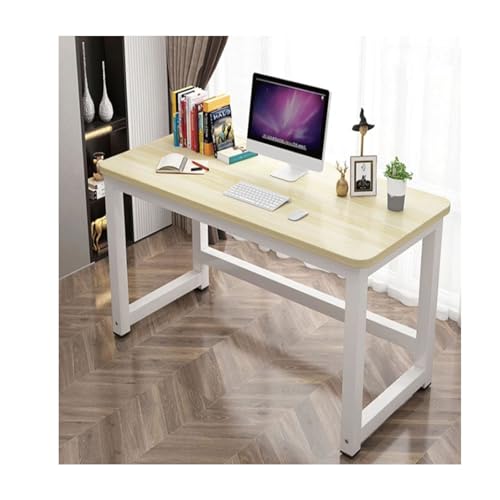 Versátil escritorio de oficina en casa de 120 x 60 cm, mesa de computadora y juegos con esquinas redondeadas de fácil montaje, almohadillas silenciosas, acabado de teca, banco de trabajo perfecto para