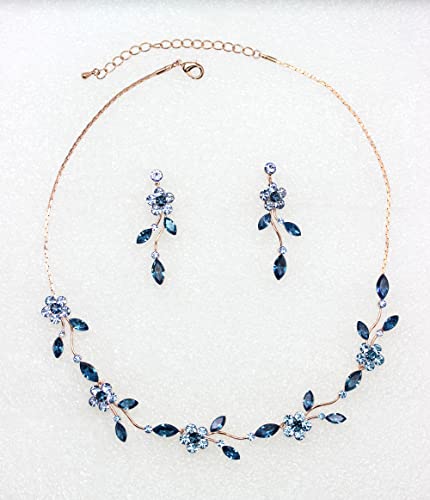 Image of Faship Gorgeous Rhinestone Crystal Floral Necklace Earrings Set