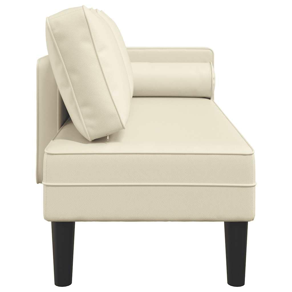 vidaXL Sdraio con Cuscini Crema in Similpelle, divano letto, divano imbottito, seduta da soggiorno, dormeuse, seduta da salotto, divano 2 posti