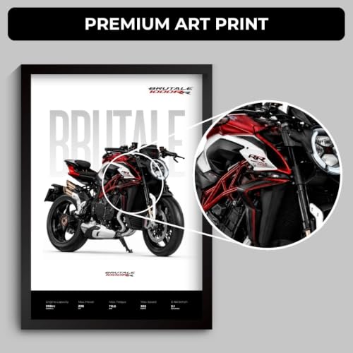 Image of MV Brutale 1000RR Poster | Superbike MV Brutale 1000RR Framed Poster | Framed Matt Superbike | Bike Posters A3 Size (31 x 23 cm) | Motorrad Bikes Posters for Wall, Home, Bedroom, Living room decoration (F 193)