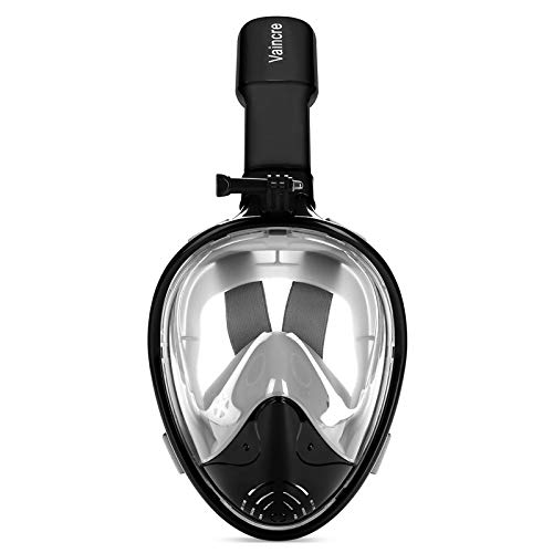 Vaincre 180° Full Face Snorkel Mask Panoramic View Anti-Fog,Anti-Leak Snorkeling Design with Adjustable Head Straps-See Larger Viewing Area Than Traditional Masks for Adults Youth (Black L/XL) - Thumbnail 6