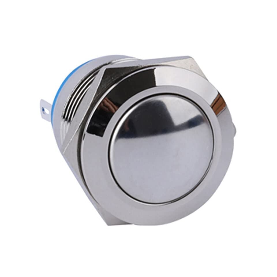 Commutateur bouton-poussoir 22mm en métal 3A 2 bornes à tête bombée pour montage châssis