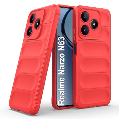 Image of Zapcase Back Case Cover for Realme Narzo N63 | Compatible for Realme Narzo N63 Back Cover | Liquid Silicon Magic Case with Camera Protection | Red