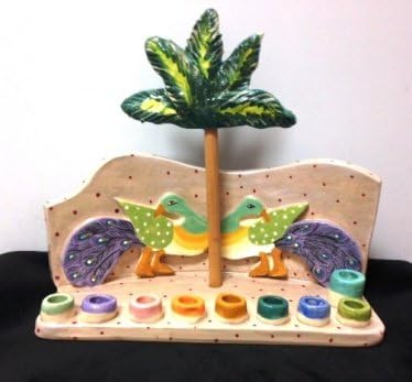 Peacock in Paradise Chanukah Hanukka Menorah