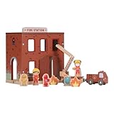 Little Dutch 2538 Holz Haus Feuerwache Feuerwehrstation mit Zubehör - rot