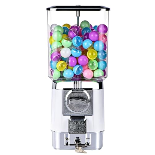 Sushangmao Gumball Machine para Niños, Máquina Expendedora De Chicles, Personalizable para Un Solo Tamaño 1 1,38 Pulgadas, Incluye 100 Bolas Y 50 Fichas para El Hogar O Tiendas De Juegos White