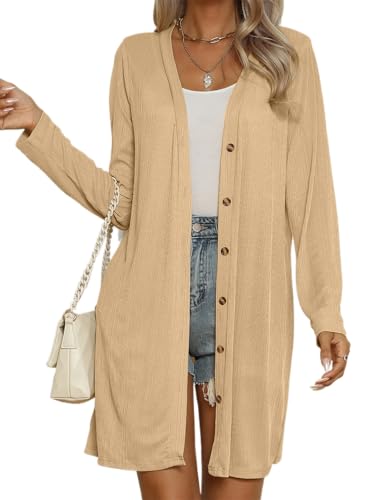Cardigan Sweaters for Women Open Front Lightweigh Button Down V Neck Cardigan Loose Outwear