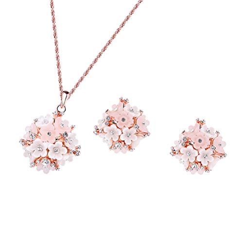 Conjuntos de joias para mulheres e meninas, conjunto de brincos de flor rosa