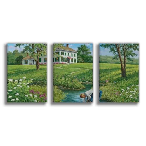 Impression sur toile haute définition enfant au ruisseau 50x75