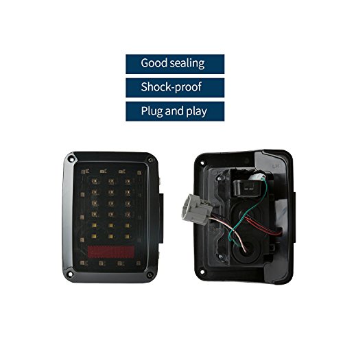 Hooke Road Wrangler Tail Light Replacement Assembly Smoked Lens W/Brake Light & Turn Signal For Jeep Wrangler Jk & Wrangler Unlimited 2007-2018 #TOP5