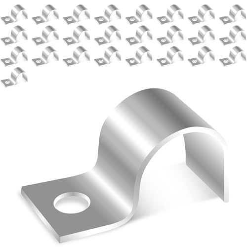 Jyvex 25 Piezas Grapas Cable Pared, Acero Inoxidable 304 Sujeta Cables Pared, Ø 16mm Abrazaderas Metalicas Para Tubos, Clips de Cable Para Sistema de Fijación de Tubos y Cables