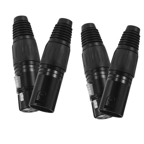 Angoily 4 Pièces Adaptateurs XLR Broches Mâle et Femelle Connecteurs Audio Mic Noirs Convertisseur Câble Micro Cuivre Compatible Studio et