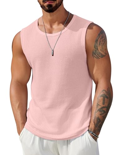 Image of COOFANDY Mens Casual Tank Tops 2 Pack Waffle Knit Sleeveless Shirt Breathable Tank Shirts Summer Muscle Tee