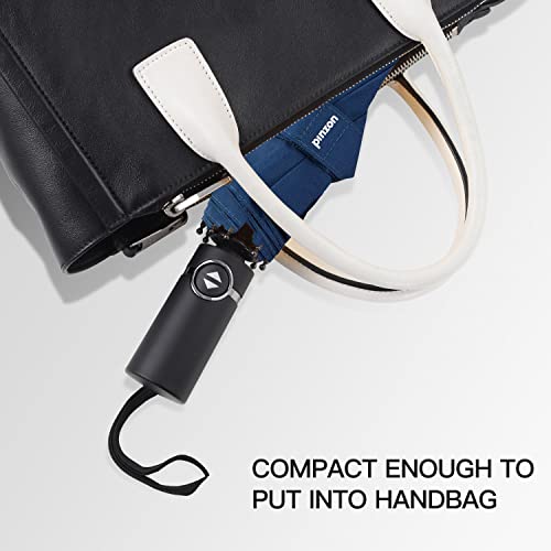 Amazon Brand - Pinzon Umbrella Compact Travel Umbrellas Strong Durable Windproof Umbrella For Rain Portable Umbrella With Teflon Coating - Reinforced Canopy, Ergonomic Handle, Auto Open/Close - Navy #TOP5