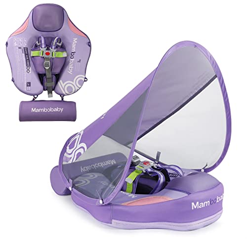 Image of Luckclubtojoy Add Tail Mambobaby Float with Canopy, Baby Floats for Pool Non-Inflatable Waist Float Swim Training Toy with UPF 50+ UV Sun Canopy (Contrast-Purple)