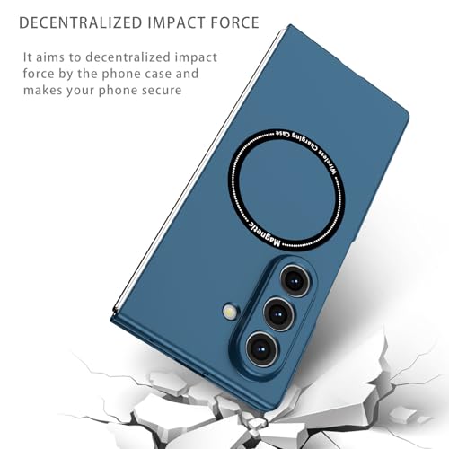 Image of amazon basics Magnetic Case Cover for Samsung Galaxy Z Fold 6 [Compatible with Mag-Safe] Slim Shockproof Magnetic Phone Cover Case - Blue