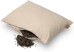 Oreiller Sarrasin Bio, Confort Cervical, Taie en Coton Doux, Respirant, Ergonomique, Coussin Naturel, 30 x 40 cm