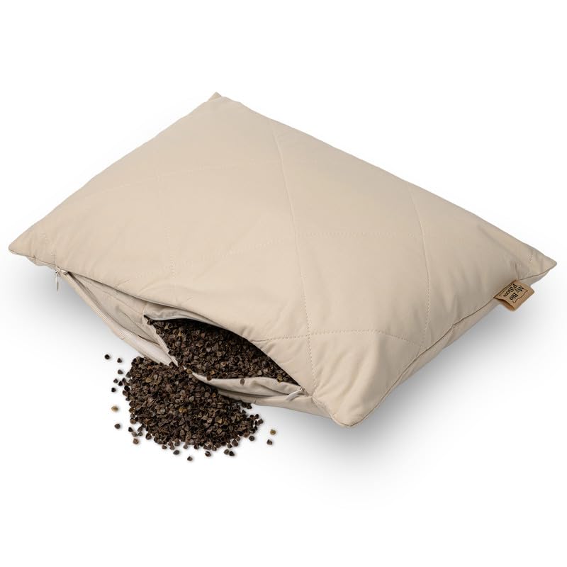MinkovHOME Oreiller Sarrasin Bio, Confort Cervical, Taie en Coton Doux, Respirant, Ergonomique, Coussin Naturel, 30 x 40 cm