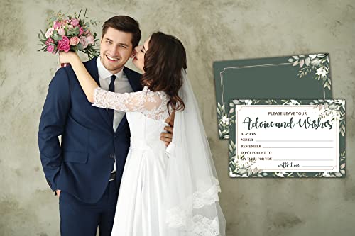 Advice And Wishes Cards, Greenery Floral Bridal Shower Advice & Wishes For The Mr & Mrs, Eucalyptus Wedding Reception/Engagement Party Supplies Decorations - 03(25 Pack) #TOP2