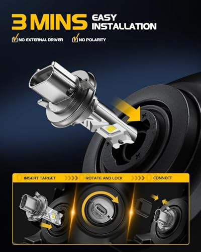 Image of F-150 F-250 Ram1500 High & Low Beam Bulbs, H13 LED Bulbs 60000LM 6500K Cool White, IP68 Real 1:1 Size Plug N Play, Canbus Ready Anti Hyper Flashing, Pack of 2