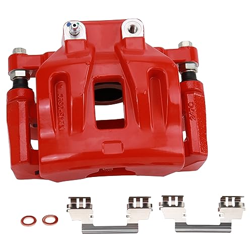 Image of TRQ Front Right Brake Caliper w /Bracket Performance Red Passenger Side | For 2005-2011 Chrysler 300 2009-2011 Dodge Challenger 2006-2011 Charger 2005-2008 Magnum