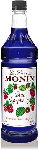 Monin - Blue Raspberry Syrup, Bold Berry Flavor, Great for Lemonades, Sodas, Slushies, Vegan, Non-GMO, Gluten-Free (1 Liter)