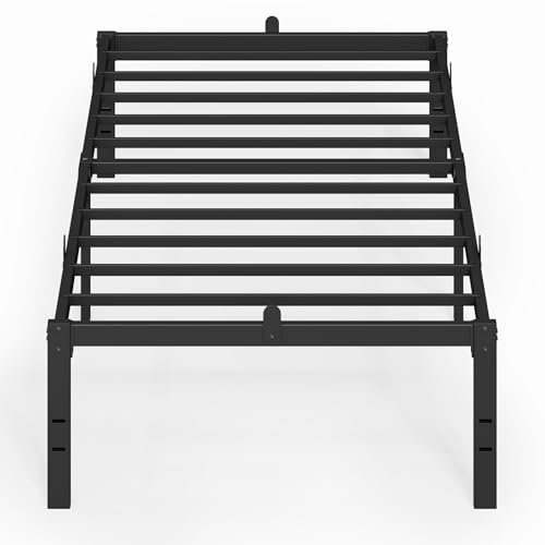 VASAGLE Einzelbettgestell, Bett, 90 x 200 cm, Metallbett, Bettrahmen, Unterbettaufbewahrung, modern, Gästebett, einfacher Aufbau, tintenschwarz RMB152BD01