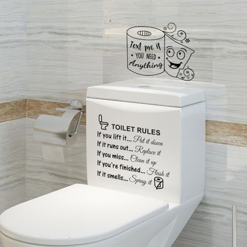 ShaMyiuCnz 2 PCS Art Funny DIY Decor Decal Bath Room Door Sticker Bathroom Stickers Art Quote Decal Wall Art - Image 2