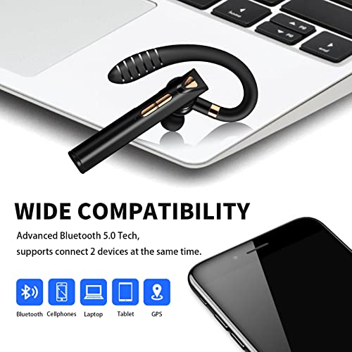 Wesadn Bluetooth Headset Wireless In Ear Earbuds Bluetooth Headphones Earpiece With Microphone For Cell Phone Noise Cancelling 10H Talk Time For Iphone Android For Trucker Driving Business Black Gold #TOP5