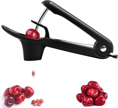 Denoyauteur Cerise,Extracteur de noyaux de cerises en acier inoxydable dénoyauteur de Fruits pour Enlever Olives Cerises Dattes Rouges (noir)