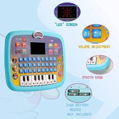 Royaldeals Toys Learning & Education Toys, Multi Functional Baby Tablet Musical Toys with Led Light,Piano Display Screen for Numbers, Animals & Maths, Kids Educational Computer for Kids (Red) 4
