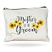 Moonwake Designs- Mother Of The Groom Gift, Sunflower Makeup Bag, Bridal Party Gift, Mother of the Groom Clutch Bag, Cosmetic Pouch for Groom's Mother, Sunflower Wedding Gift