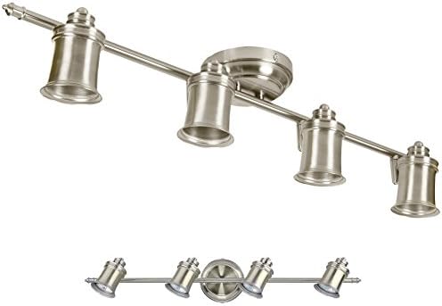 4 Light Track Lighting Wall and Ceiling Mount Fixture Kitchen and Dining Room, Brushed Nickel