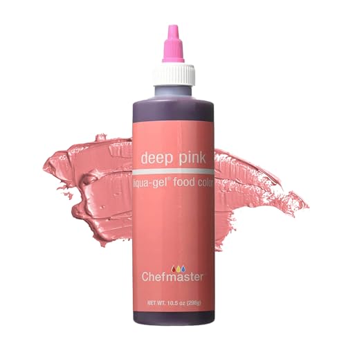 Chefmaster Deep Pink Liqua-Gel® Food Coloring | Vibrant Color | Professional-Grade Dye for Icing, Frosting, Fondant | Baking &amp; Decorating | Fade-Resistant | Easy-to-Use | Made in USA | 10.5 oz