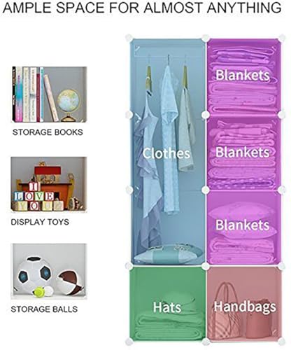 Image of Plastic Wardrobe for Kids Clothes - 6 Door Foldable Cupboard for Bedroom, Baby Clothes Storage Almirah with Doors, Collapsible Wardrobe Kids for Home (B5 Green)